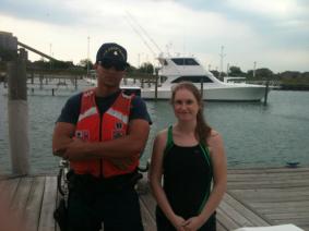 with the Coast Guard after a jetskiing adventure in Detroit the weekend of the Electronic Music festival (May)